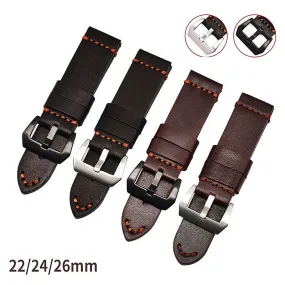 1Pcs Watch Bands Genuine Cow Leather Watch Straps Crazy Horse Leather 22Mm 24Mm 26Mm Black Coffee Co