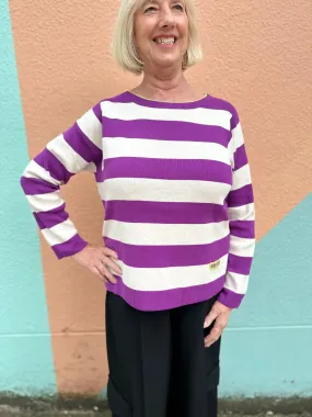 87173 Violet White Stripe Pullover