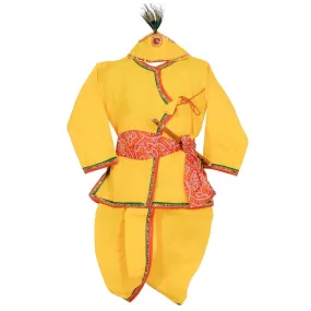 Ahhaaaa Cotton Yellow Krishna Dress Dhoti Kurta For Baby Boys