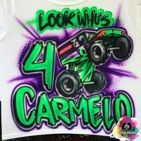 Airbrush Grave Digger Monster Truck Block Shirt Design