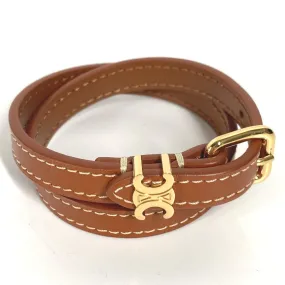 CELINE bracelet 460SF3BCF leather Brown Triomphe Les Cuirs Double Bracelet Women C1 Used Authentic