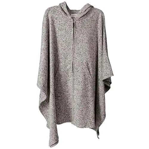 Heather Anne Hooded Full Zip Marl Knit Fleece Poncho