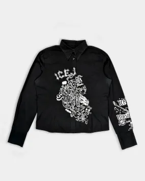 Ice J By Iceberg Black Printed Shirt 2000's