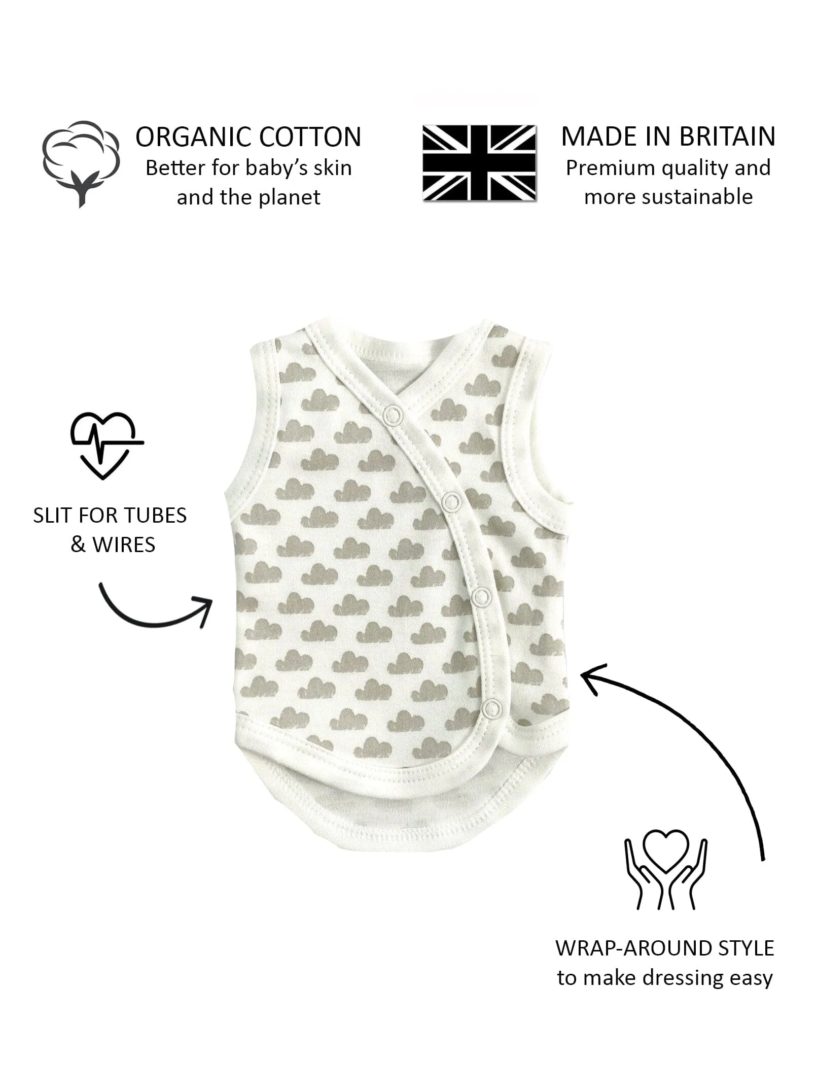 Incubator Vest, Silver Cloud, Premium 100% Organic Cotton