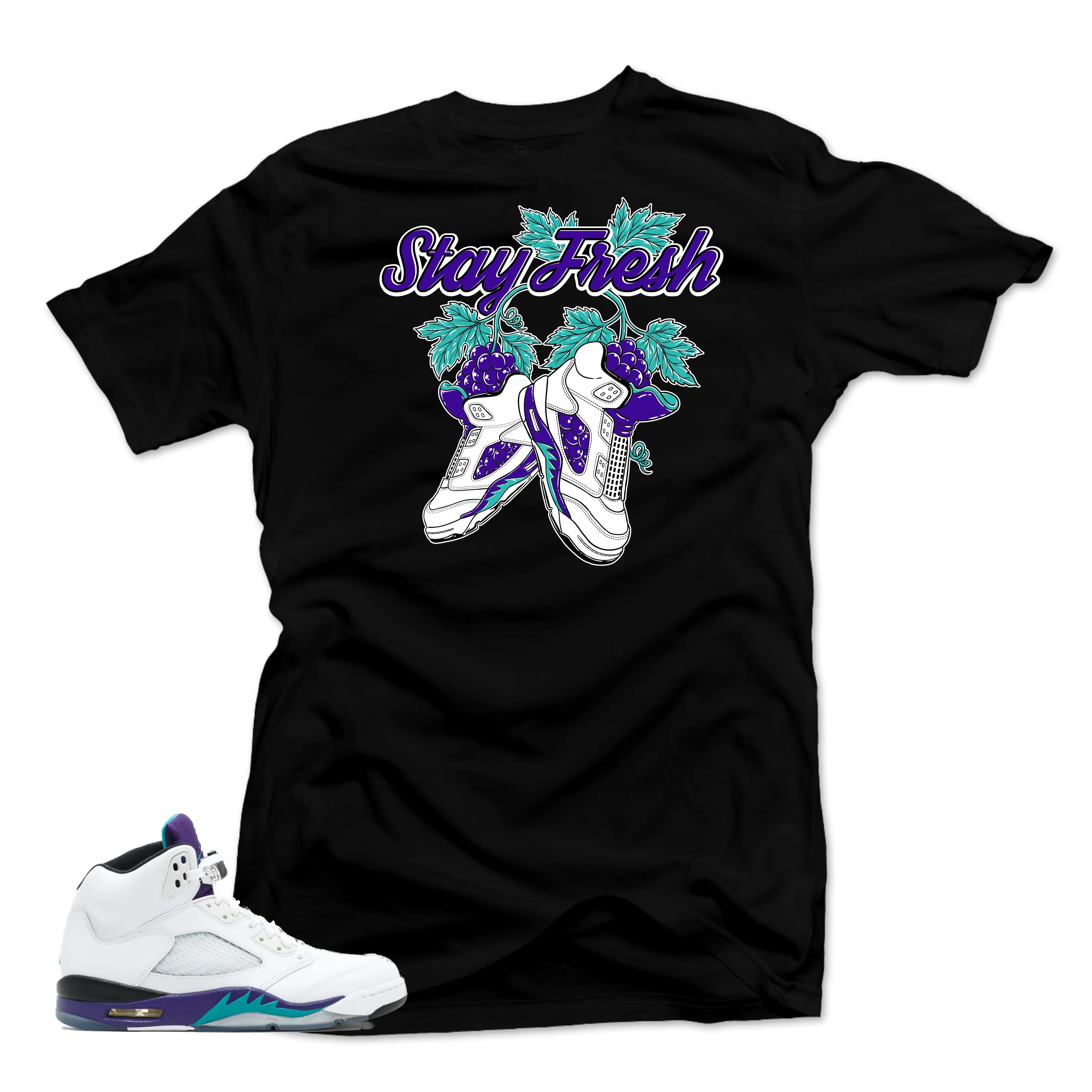 Jordan 5 Grape Fresh Prince. Fresh Black Tee