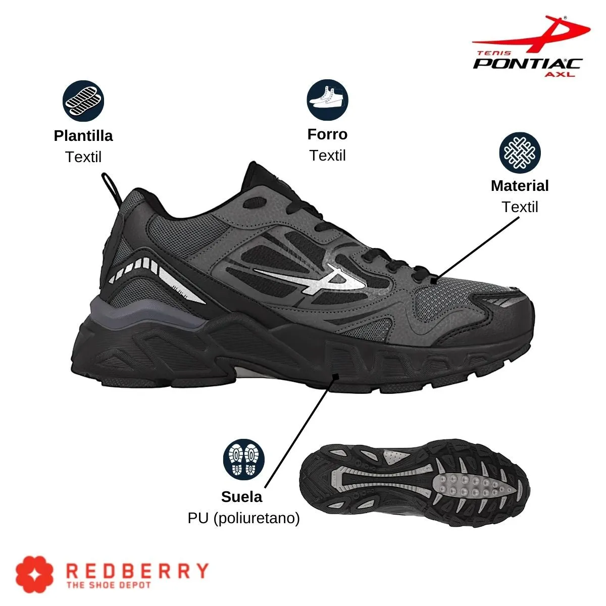 Pontiac Tenis Running Correr Hiking Hombre