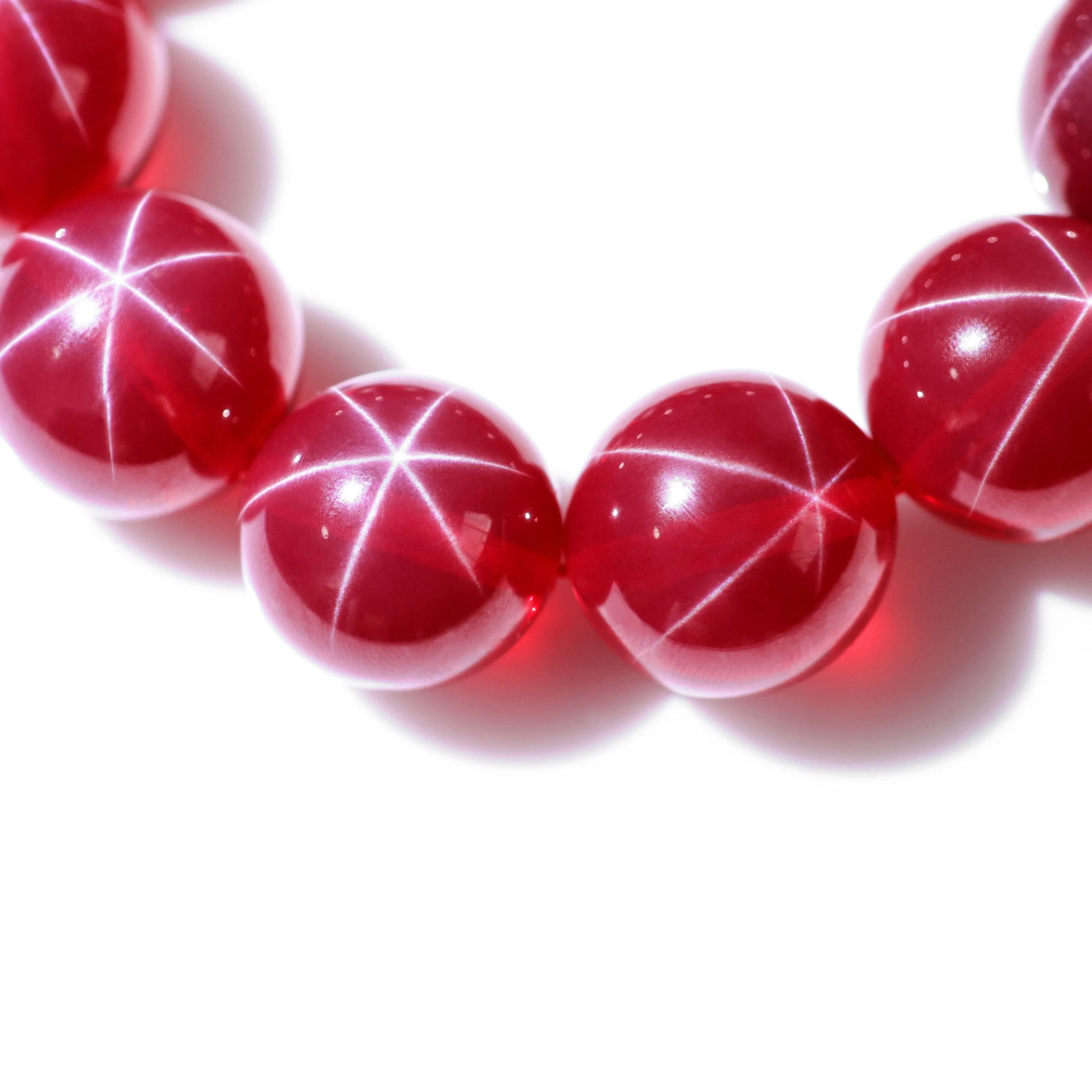 Red Ruby Stone Star Round Ball Beads Bracelet