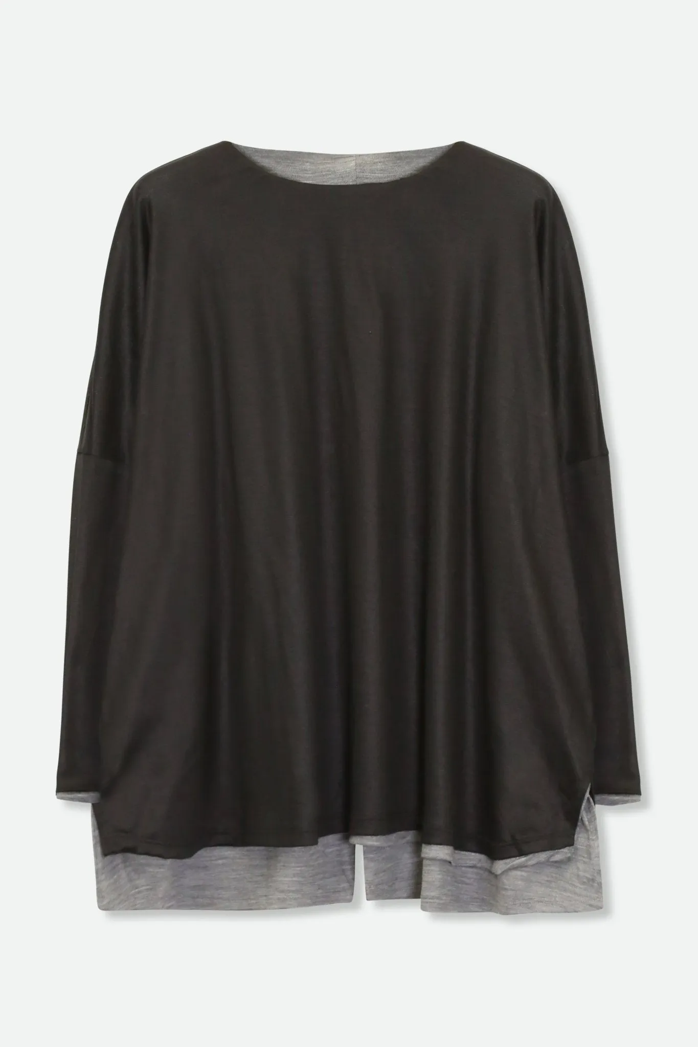 REN REVERSIBLE ROSE SEAM TOP IN ITALIAN WOOL BLEND BLACK & GREY