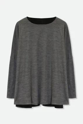 REN REVERSIBLE ROSE SEAM TOP IN ITALIAN WOOL BLEND BLACK & GREY