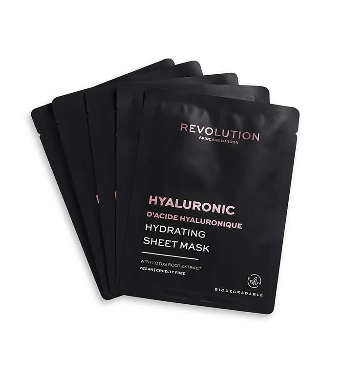 Revolution Skincare - Pack de 5 mascarillas hidratantes con ácido hialurónico