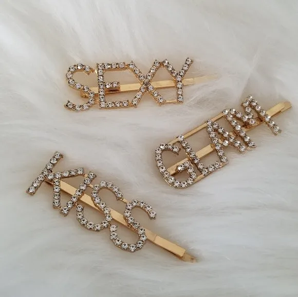 Rhinestone Hair Pin - Gold