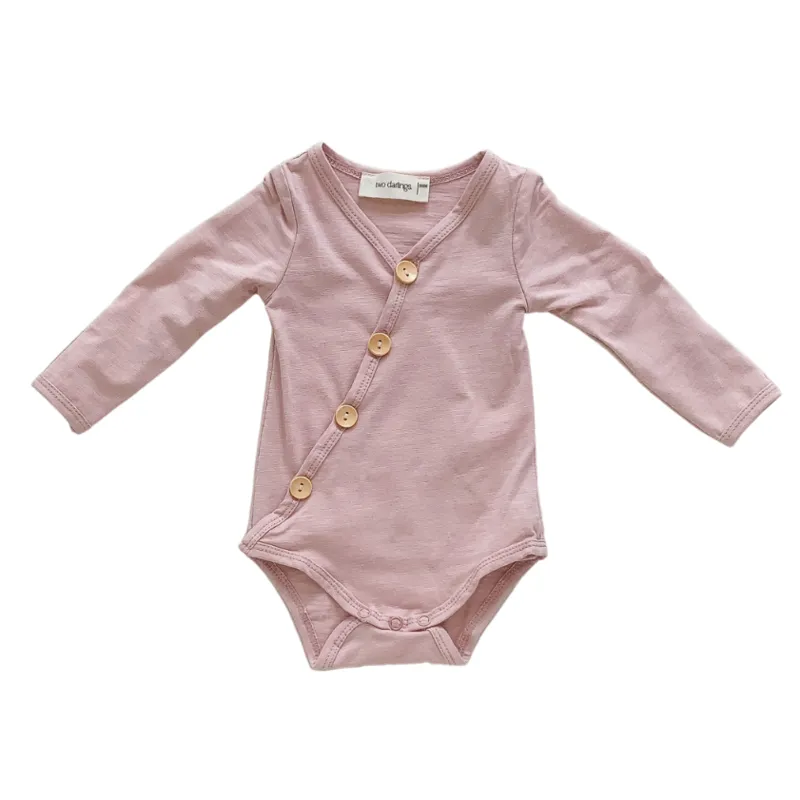 Two Darlings Rose Bamboo Long Sleeve Bodysuit