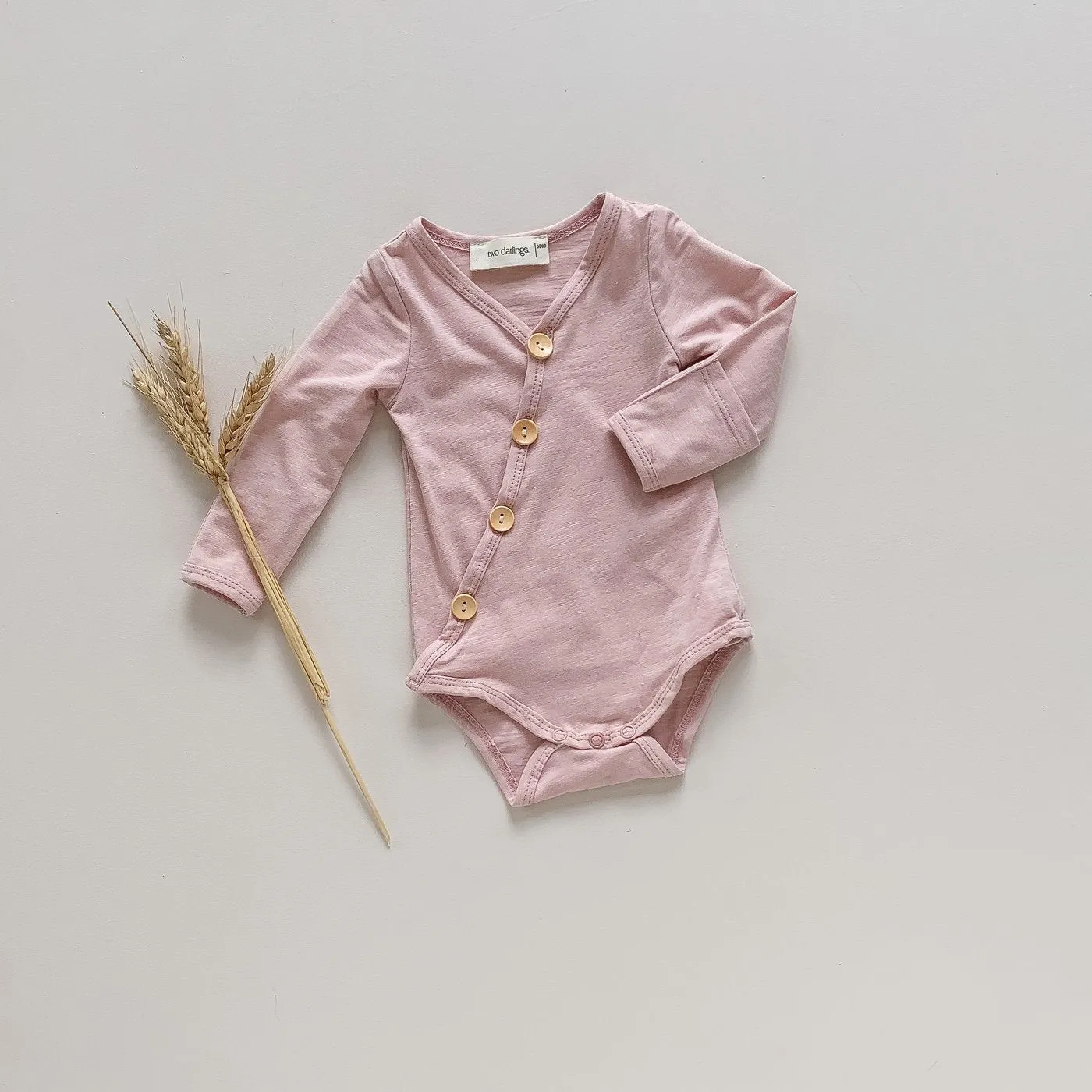 Two Darlings Rose Bamboo Long Sleeve Bodysuit