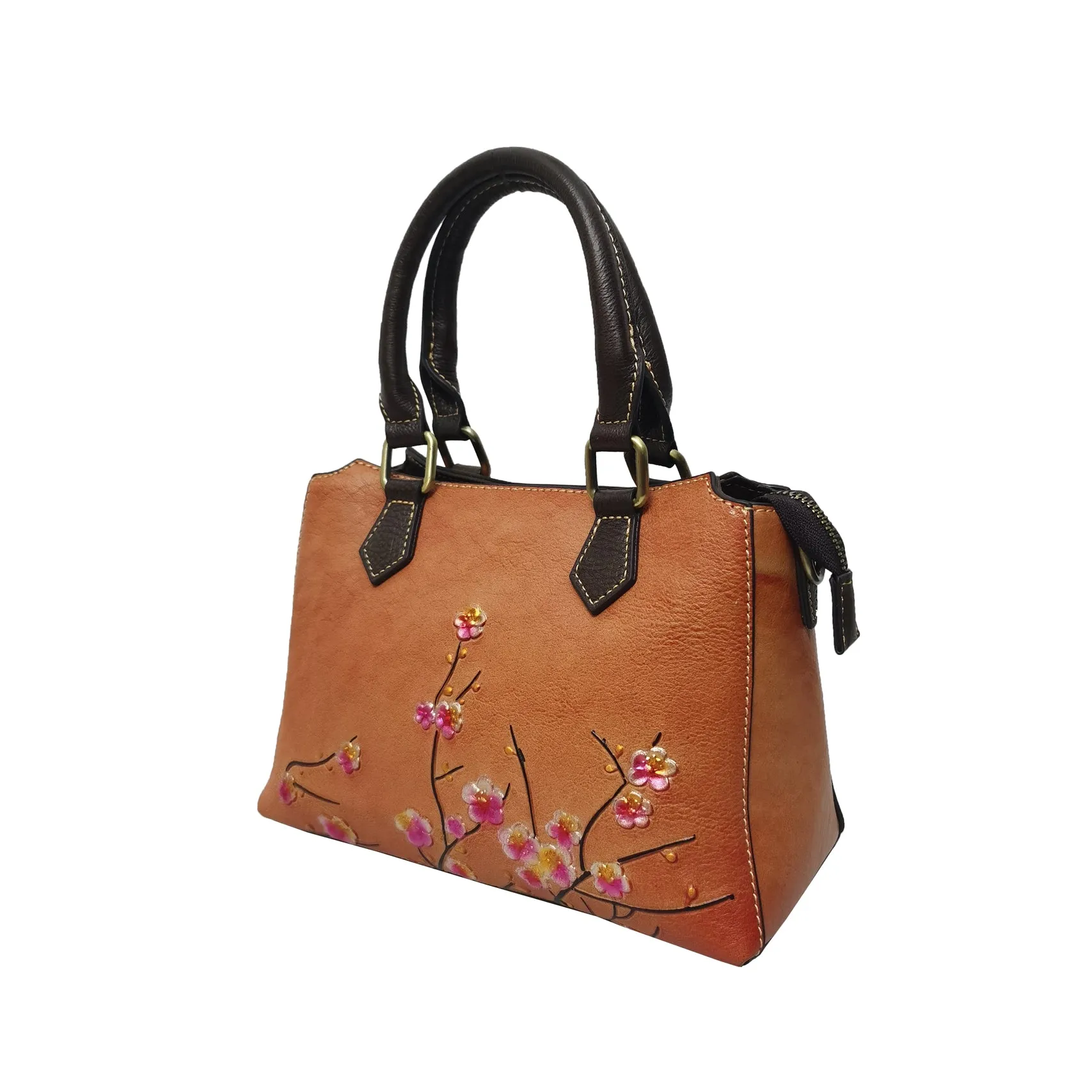 Women's embossed genuine cowhide leather handbag Kunis design